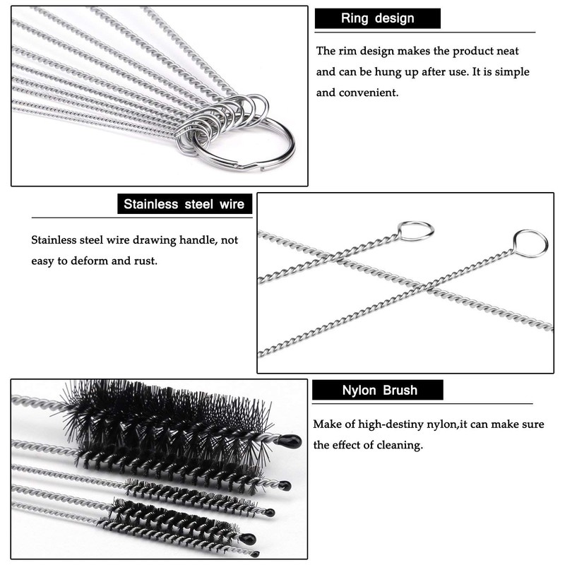 Onwon 10 Pcs Nylon Tube Brush Set Pipe Cleaning Nylon