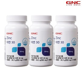 GNC Zinc 30 (100 tablets) 100-day supply x3bottles56729x3 / GNC 아연 30 (100정) 100일분 x3병56729x3