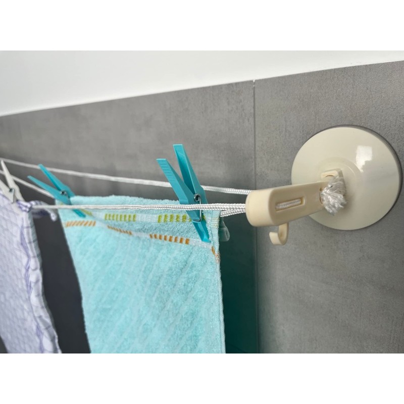 cartrend Caravan Washing Line with 2 Suction Cups Extendable for
