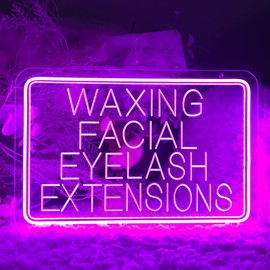 Waxing Facial Eyelash Extensions Neon Sign For Wall Decor 3D Art Carving Design Indoor Bedroom Led Neon Signs Backdrop Flex Christmas Party Wedding Living Room Birthday Gift(Purple,USB,15.7IN)