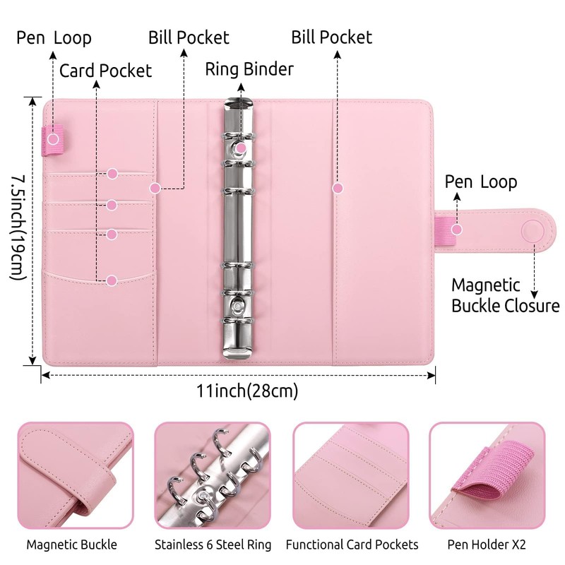 SKYDUE Budget Binder, Money Saving Binder with Zipper Envelopes, Cash