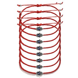 Fxiqini 8Pcs Braided Bracelet Rotating Evil Eye Adjustable Hamsa Bracelet Kabbalah Bracelet Braided String Red String Bracelet Ladies Men