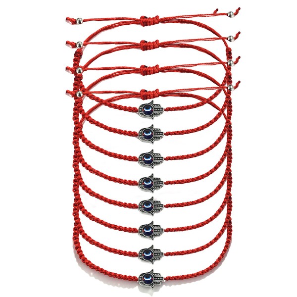 Fxiqini 8Pcs Braided Bracelet Rotating Evil Eye Adjustable Hamsa Bracelet