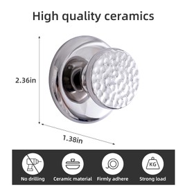 Wodlo Pack of 4 Towel Hooks - Adhesive, Ideal for Hanging Robes, Coats, and Hats, Round Ceramic Design in Silver