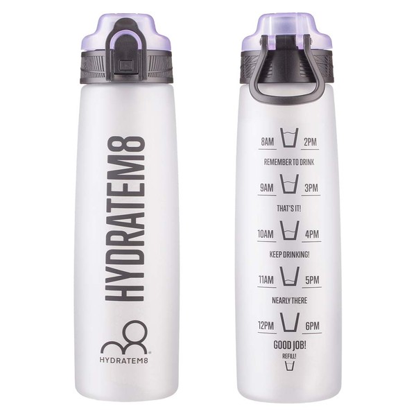 Active Motivational Sports Water Bottle with Time Markings, BPA Free,