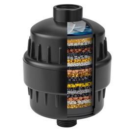 BESy HD HEAVY DUTY Filter for Hard Water High Output Shower Filter Universal Multi-Stage Shower Head Filter for Removing Chlorine Improves The Condition of Your Skin Hair and Nails Matte Black
