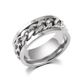 Pierced Owl 316L Stainless Steel Center Chain Spinner Fidget Ring (7)