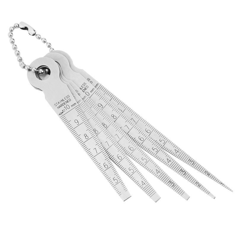 1 Set Stainless Steel Welding Taper Feeler Gauge Rulers Hole