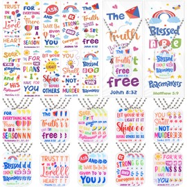 Ecally 30 Sets Christian Easter Gifts Dog Tag Necklace Religious Bookmarks Bible Verse Necklaces Religious Party Favor Inspirational Quotes Bookmarks for Sunday School Prize, 10 Styles(Light Color)