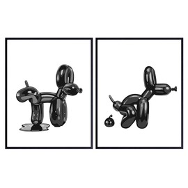 Minimalist Bathroom Decor Aesthetic - 11x14 Black Bathroom Decor Sets - Adult Humor Funny Art - Funky Black - Balloon Dog Eclectic - Teen Print