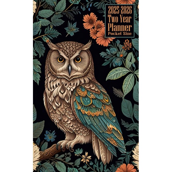 2025-2026 Two Year Planner Pocket Size: Owl Bird with floral