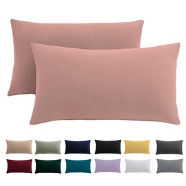 Cushion Cover 40 x 80 cm, Set of 2 - Pillowcase 40 x 80 cm, Pink for Pillows, 100% Microfibre Cushion Cover, Non-Iron and Wrinkle-Free with Zip