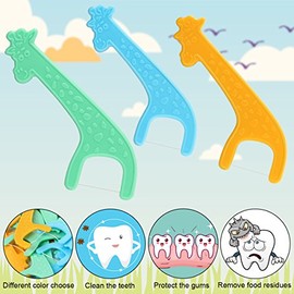 FAMILIFE Selecciones de Hilo Dental para Niños FAMILIFE Sin Fluoruro, 4 Estuches Prácticos de Viaje Sin Sabor Flosser 120 Pick