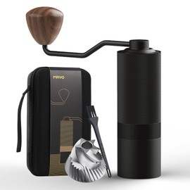 MAVO Manual Coffee Grinder, Wizard Hand Coffee Grinder, Capacity 25g with CNC Stainless Steel Hexagonal Conical Burr, Adjustable Setting, Burr Coffee Bean Grinder for French Press, Pour Over, Black