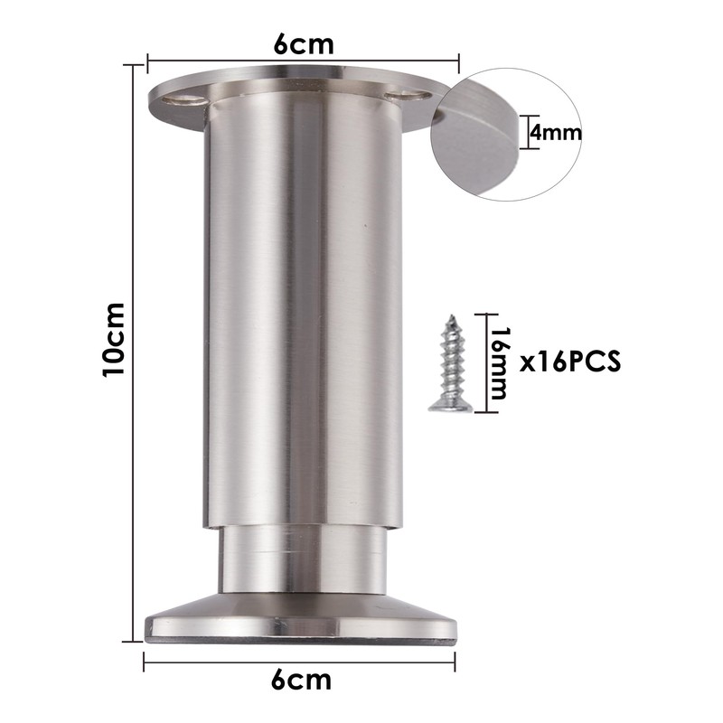 INMOZATA 4x Furniture Legs 10cm Adjustable Legs with Screw, 0-15mm