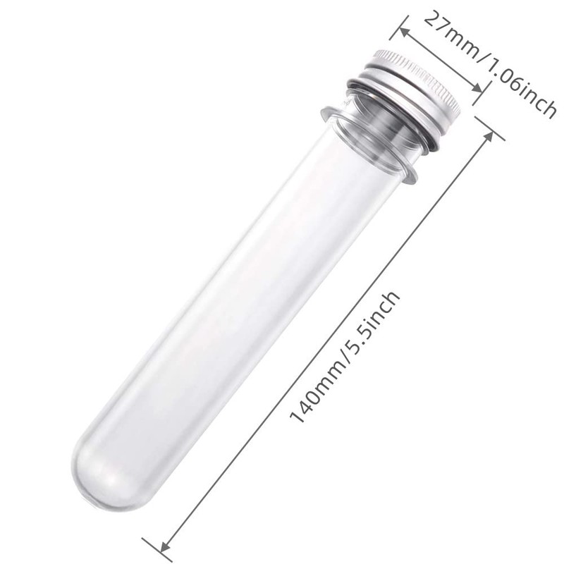 5 Pcs 40ml Plastic Test Tubes with Lid, Clear Test