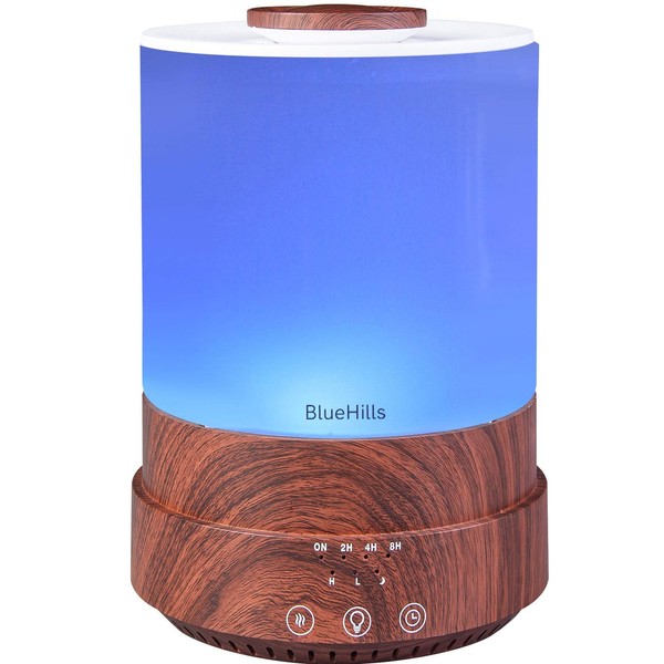BlueHills Premium 2500 ML XL Essential Oil Diffusers - 30 Hr Run Aromatherapy Diffuser & Air Humidifier Mist for Large Room - 7 LED Colors Oil Diffuser Essential Oils for Home w/Auto Shut Off - F003