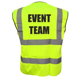 Event Team Yellow Hi Vis Viz Safety Vest Waistcoat Reflective High Visibility EN471 BS large