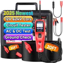 Autel PowerScan Electric Circuit Tester, 12V 24V Automotive Power Circuit Test Tool, Read AC DC Voltage Resistance, Find Short, Activate Component, 40ft Cable (Red)