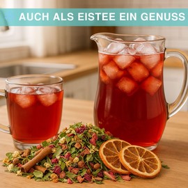 Biomatea Spring Tea - 100g Aromatic Herbal Fruit Tea Blend with Cinnamon, Chamomile, Hibiscus & Apple - Makes Approximately 30 Cups, Flower Tea, Wellness Tea Bottled in Germany