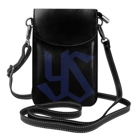 JMI Tokyo Yakult Swallows Smartphone Pouch, Genuine Leather, Shoulder Bag, Thin, Women's, Men's, Mini Pouch, Popular, Wallet, Crossbody Bag, Black