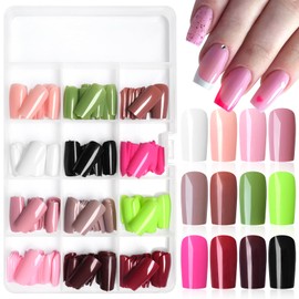 LuckForever 288pc Square Press on Nails Long Fake Nails Tips Full Cover Glue on Nail Long Acrylic Nails Press ons Nail Square False Nail Artificial Fingernail with Adhesive Tabs for Women Girls
