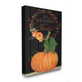 Stupell Industries Reasons to Be Thankful Pumpkin Fall Autumn Seasonal Design, Designed by Stephanie Workman Marrott Wall Art, 16x20, Canvas