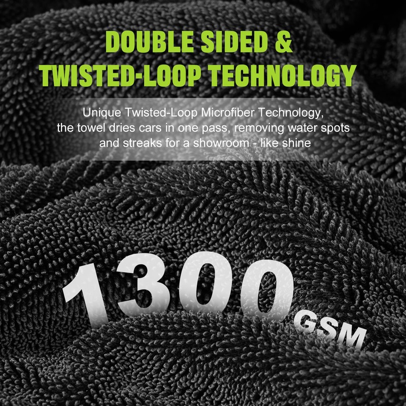 TTRCB 2 Pack 1300 GSM Car Drying Towel, Microfiber Towels