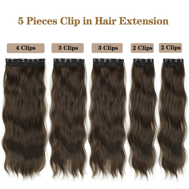 Brown Wavy Clip-in Hair Extensions for Halloween & Christmas Parties