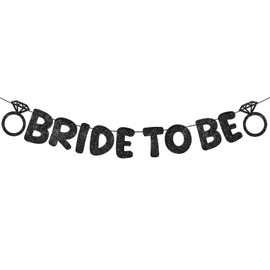 Breling Pre Strung Bride to Be Glitter Banner Bridal Shower Decorations Bride to Be Sign Bachelorette Party Banner Bridal Shower Garland for Engagement Wedding Party Decorations(Black)