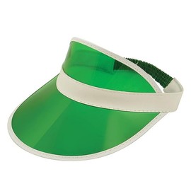 Adults 80s Retro Style Neon Sun Visors Unisex Mens Womens Plastic Golf Visor Headband Cap for Poker Party Tennis UV Protection Hat Green