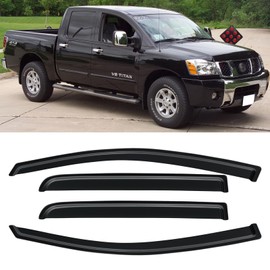 Cxdar Window Visors Rain Guards for 2004-2015 Nissan Titan Crew Cab, Window Vent Wind Deflectors Shades 04-15 Titan Crew Cab
