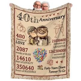 40th Ruby Anniversary Wedding Gifts for Wife, Couples Gifts Blanket, 40th Wedding Anniversary Birthday Gifts for Wife from Husband,Ruby Anniversary Presents for Wife Women, Forty Years for Her