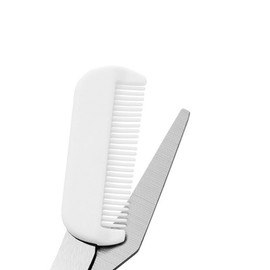 Professional Eyebrow Trimmer Scissors with Mini Comb Stainless Steel Grooming Scissors All-in-One Shaper Epilator Hair Remover Eyebrow Shaving Scissors Cutter Remover Shaper(White+Purple)