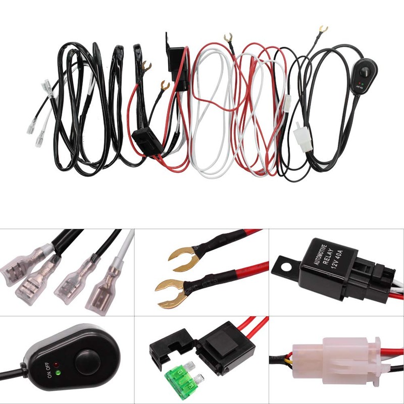 YUNPICAR Universal Fog Lamp Wiring Relay Harness Rocker Switch 12V/40A