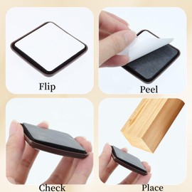 UTALIND 8 PCS Self-Stick Furniture Sliders Brown Square Self-Adhesive Carpet Sliders Furniture Moving Pads Furniture Mover Glides