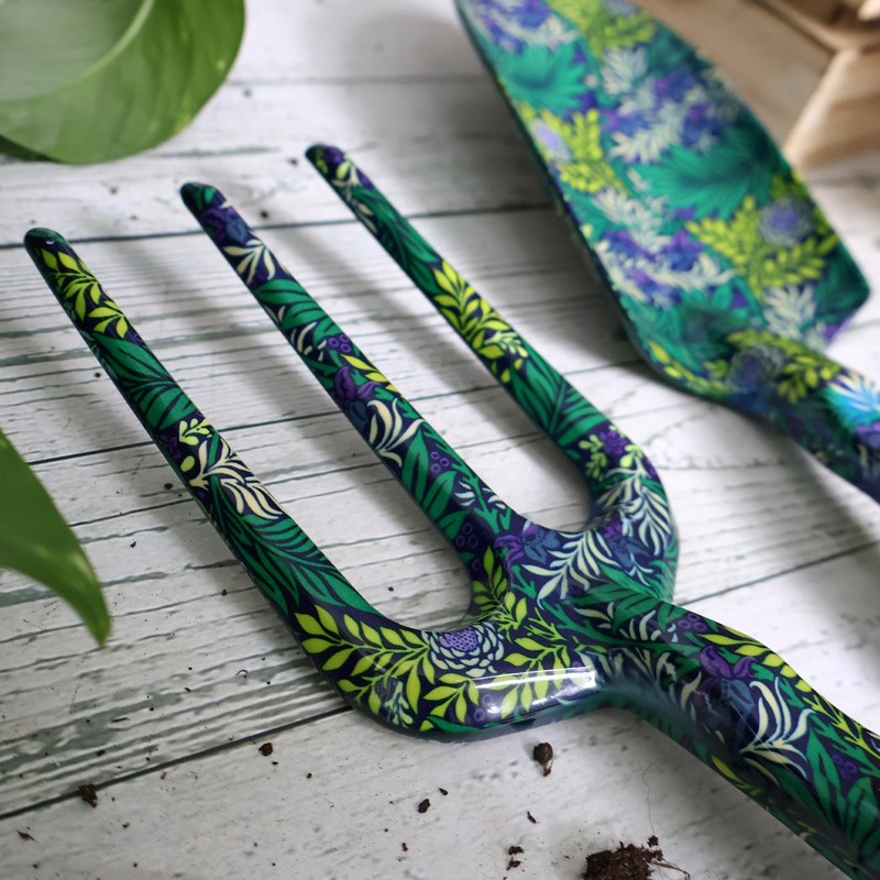 Fork and Trowel Garden Tool Set - William Morris Larkspur