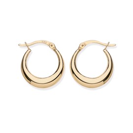 9ct Gold on Silver Hoop Earrings - Plain Creole