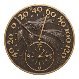 Whitehall Products Pinecone Thermometer Clock, French Bronze