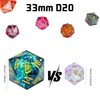 Cusdie 33MM D20 DND Dice with Sharp Edges and Glitter
