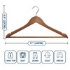 Wooden Hangers 10 Pack: Solid Shirt Hangers with Pants Bar,