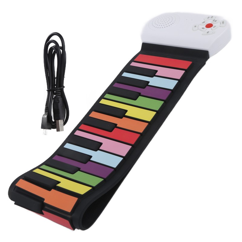 Roll Up Piano 49 Keys Kids Flexible Rainbow Keyboard Portable