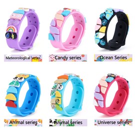 Children's Building Blocks Bracelets, Pack of 6 Dots Bracelets, Friendship Bracelets Toy, DIY Creative Craft Bracelet Making Kit, Bracelets for Children, Girls, Boys, Teenagers, Birthday Gifts,