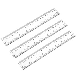 3 Pack 8 Inch Ruler Set Plastic Straight Ruler Transparent Measuring Tool Acrylic Clear Ruler for School Office Student(Transparent)