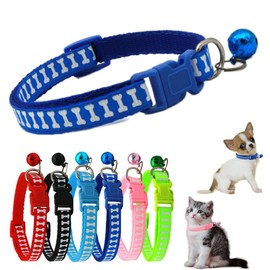 Small Puppy Collar with Bell, Soft Nylon Identification Royal Blue Dog Collars with Bells for XXS Xs Small Tiny Little Pet Cat Female Kitten Girls Boys Animal,Neck 7.5-12.5 Inch