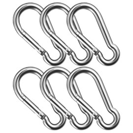 Luvtree M6 304 Stainless Steel Carabiners, 6cm x 3cm, Pack of 6 - Secure Parasols, Beach Gear, Hiking, Camping, Home Organisation, Travel, Car, Gym, Garden Tools, and Patio Decorations
