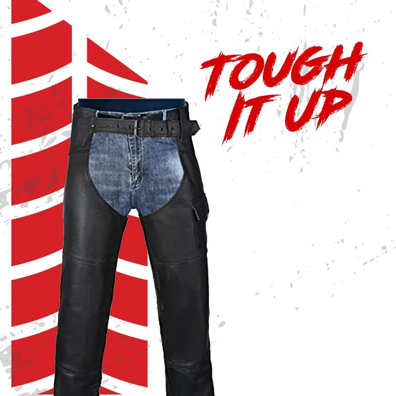 HWK Men's Black Motorcycle Chaps, Size 48