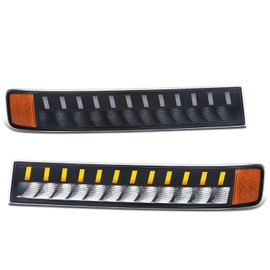 DNA MOTORING Pair Sequential Start Up LED DRL Turn Signal Bumper Lights Compatible with Chevy GMC Express Savana 1500 03-14 / Express Savana 2500 3500 03-23, Black/Amber, BL-LED-CEGS03-BK-AM