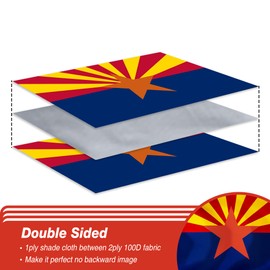 XIFAN Double Sided Arizona State Flag 3x5 ft, Heavy Duty 3 Ply Durable Polyester, AZ Flag with Vibrant Print/4 Rows Hemming/Brass Grommets for Indoor Outdoor Decor