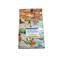 Generic 2.5 Inch Jelly Roll Strips Sweet Pumpkin Spice w/Metallic Prints - 21 Pieces - Hand Cut Cotton Fabric Strips